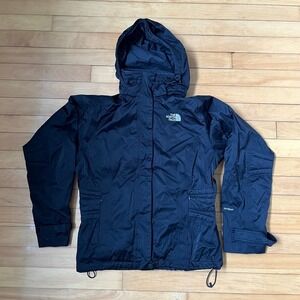 The North Face HyVent Hooded Rain Jacket Womens Medium Black Waterproof Shell